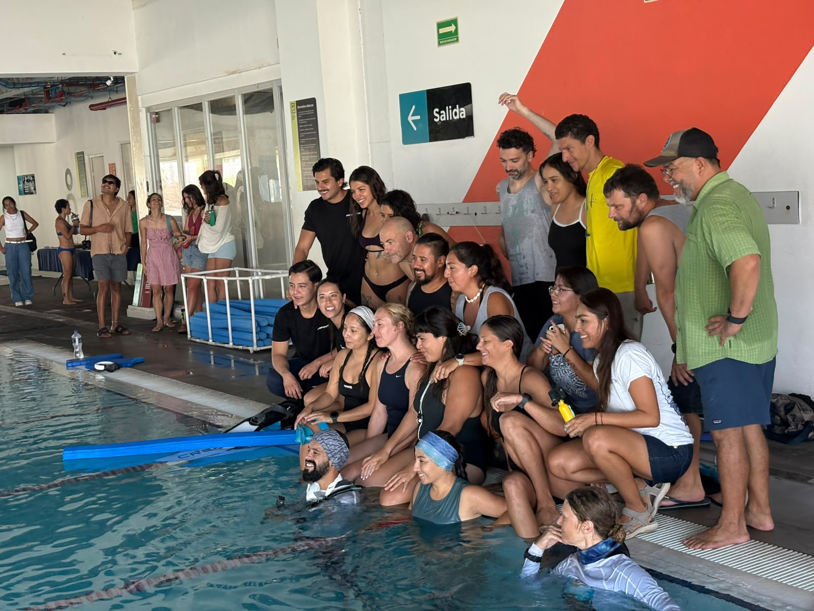 Poolside group photo at the close of the Baja Sur Challenge in La Paz